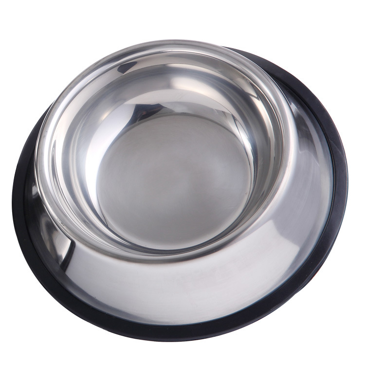 Polished stainless steel dog bowl interior