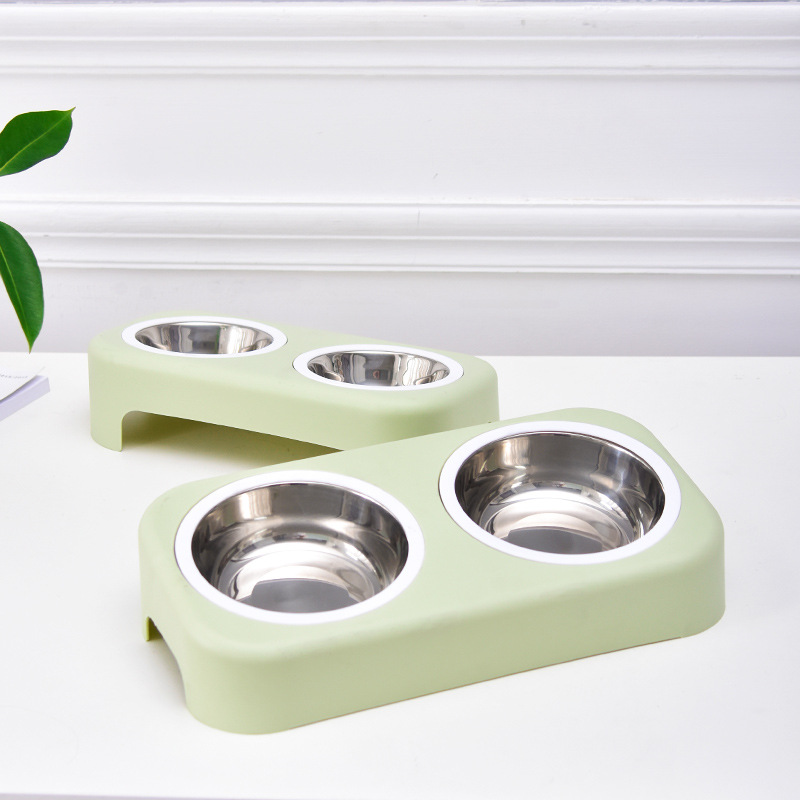 Raised double bowl base with two stainless inserts
